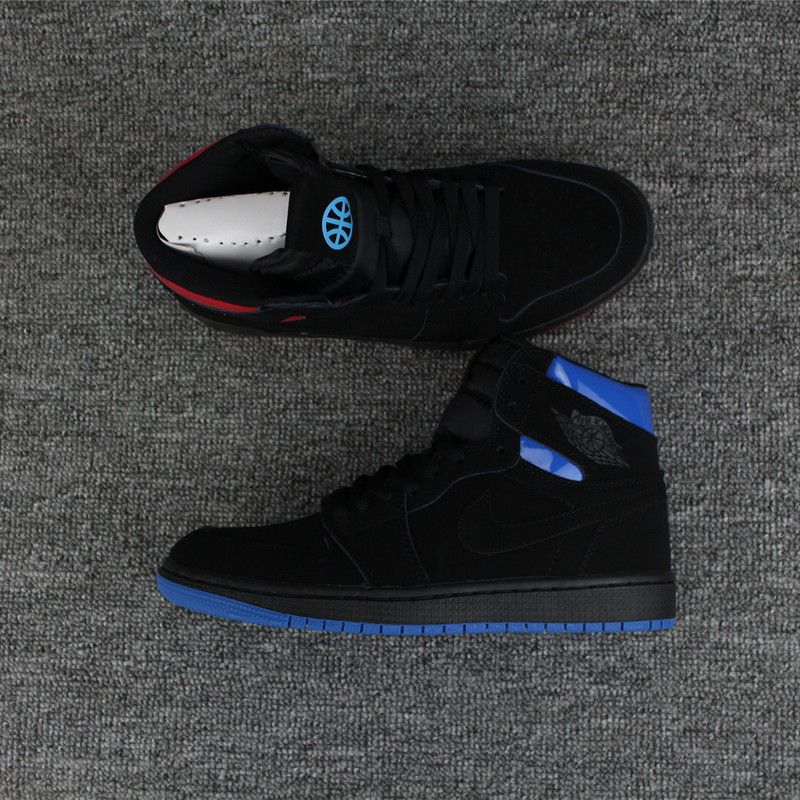 Men Air Jordan 1 Retro Mandarin Duck Black Blue Red Shoes - Click Image to Close